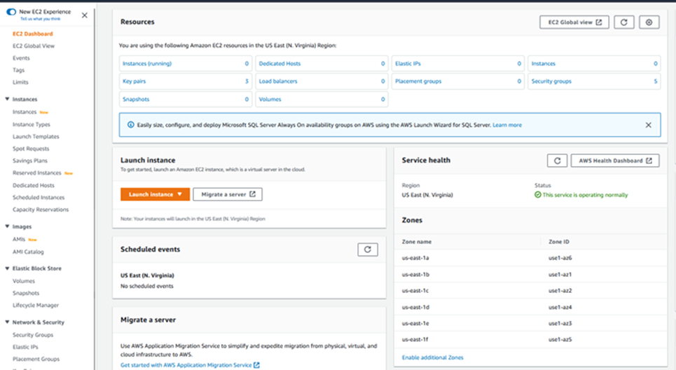 ec2 dashboard