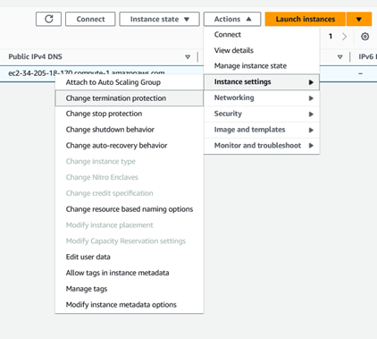 actions menu